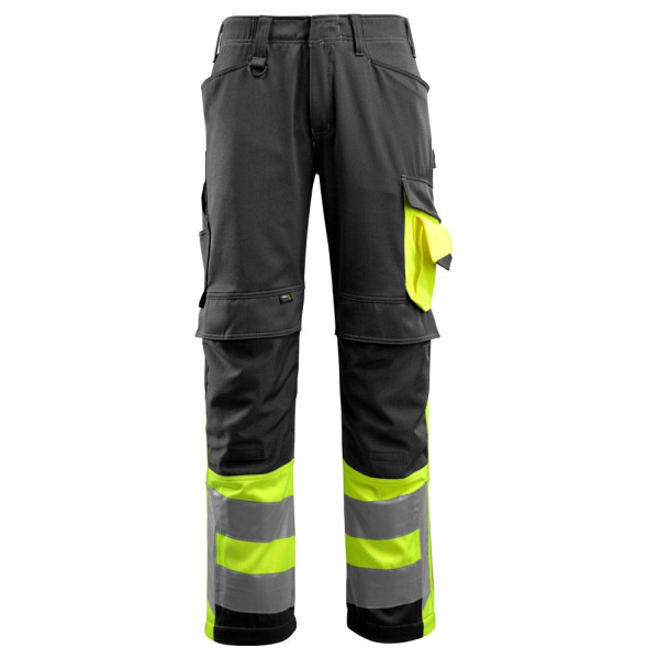 5711074293742 - unisex Warnschutzhose Leeds schwarz gelb Größe 110