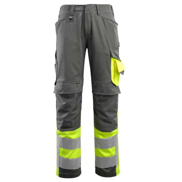 5711074293841 - MASCOT® unisex Warnschutzhose Leeds dunkelanthrazit gelb Größe 23