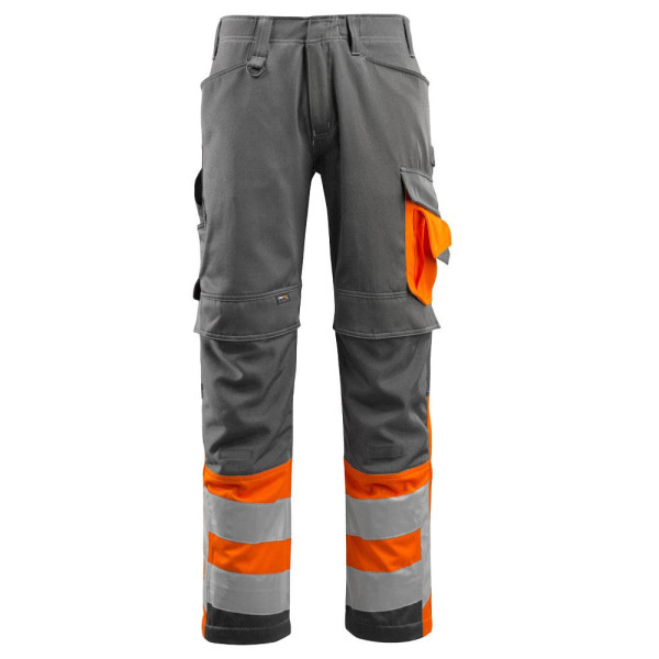 5711074295081 - unisex Warnschutzhose Leeds dunkelanthrazit orange Größe 60