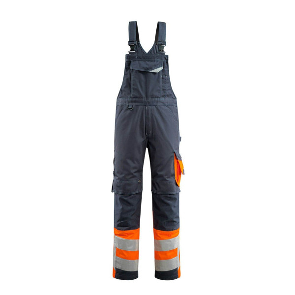 5711074288281 - MASCOT® unisex Warnschutz-Latzhose Sunderland schwarzblau orange Größe 98