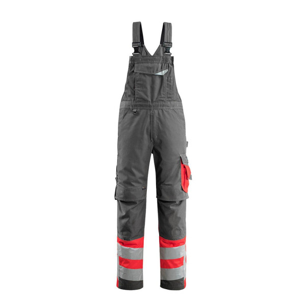 5711074291069 - unisex Warnschutz-Latzhose Sunderland dunkelanthrazit rot Größe 52