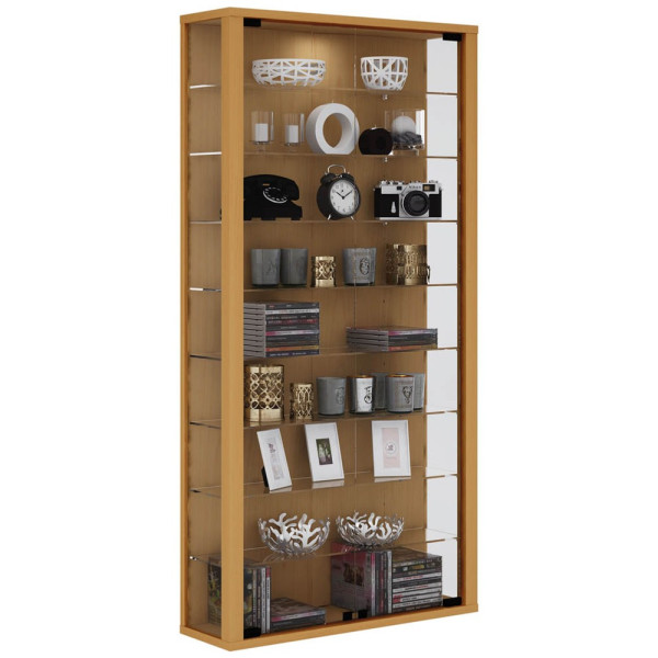 4051814334320 - Wandvitrine Vitrosa Maxi ohne LED-Beleuchtung 8 Einlegeböden 2 Flügeltüren B 590 x T 180 x H 1140 mm Glas & Holz Buche-Dekor