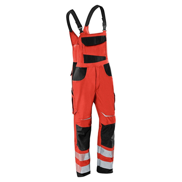 4053813372419 - KÜBLER® unisex Warnschutz-Latzhose REFLECTIQ rot schwarz Größe 90