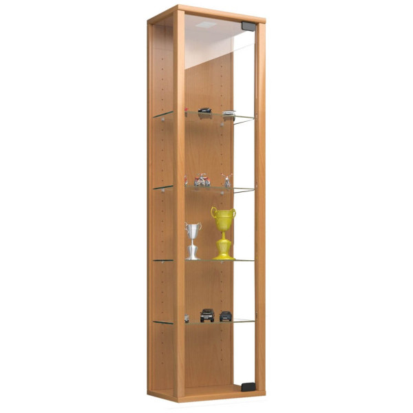 4051814345395 - Ebuy24 - Stano Mini Vitrinenschrank Wandmontage 1 Glastür mit LED-Licht zum Aufhängen Buche dekor