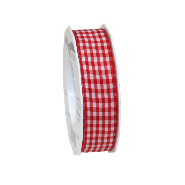 4009236018700 - Geschenkband Zierband Vichy Karo 6192520-609 25mm x 20m rot weiß 4009236018700 Präsent