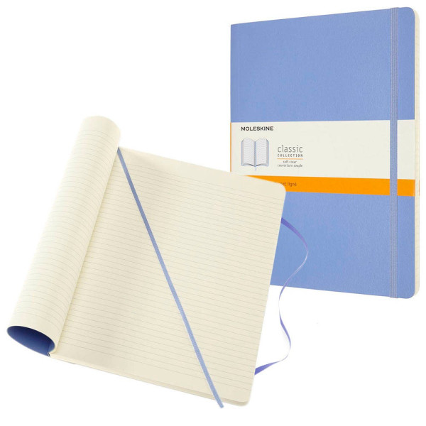 8056420850956 - MOLESKINE Notizbuch Classic Collection flexibler Einband ca DIN A4 liniert hortensienblau Softcover 192 Seiten