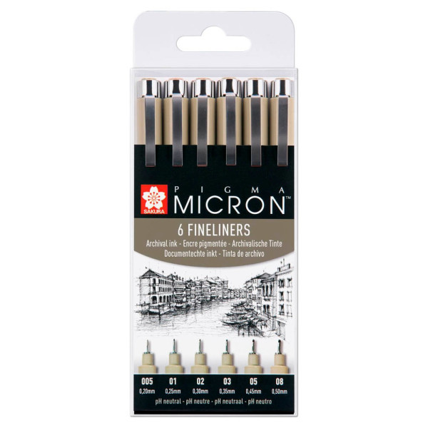 8710141049449 - Fineliner-Set Pigma Micron 02 + 025 + 03 + 035 + 045 + 05 mm Schwarz