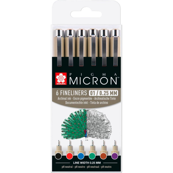 8712079421748 - Pigma Micron Fineliner-Set farbsortiert 025 mm 8712079421748 SAKURA POXSDK-016 6 Stück