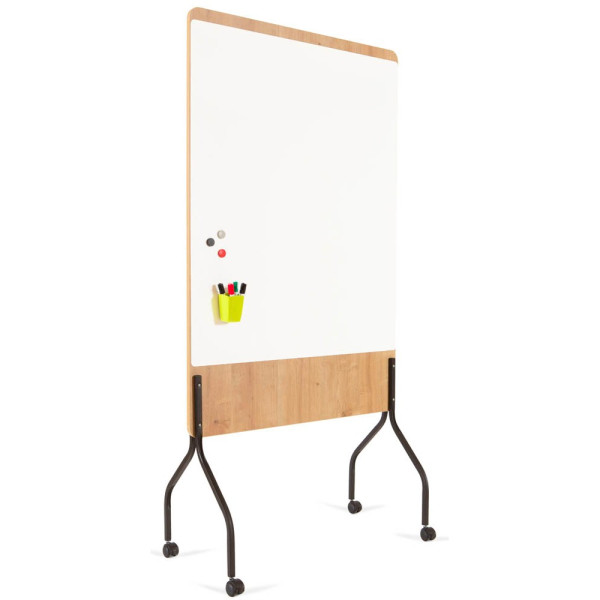 8427951810083 - Mobile Moderationswand NATURAL HxBxT 2000 x 1000 x 450 mm Whiteboardoberfläche weiß lackiert