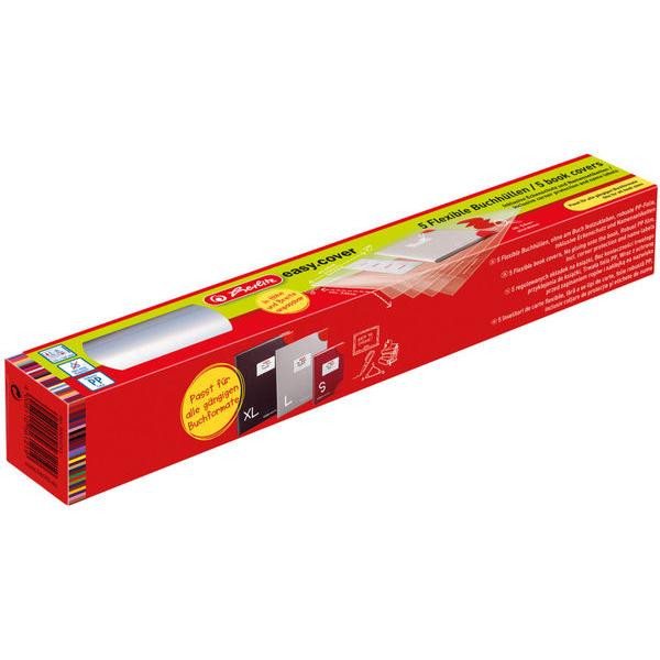 4008110561219 - herlitz Buchschoner easycover aus PP flexibel glasklar transparent in Höhe und Breite anpassbar - 1 Stück (50014743)