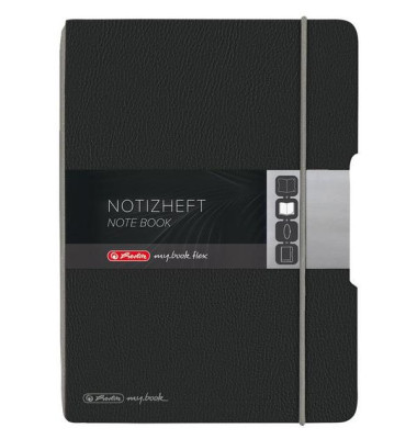 Herlitz Notizheft flex A5 40Blatt Lederoptik FSC Mix schwarz