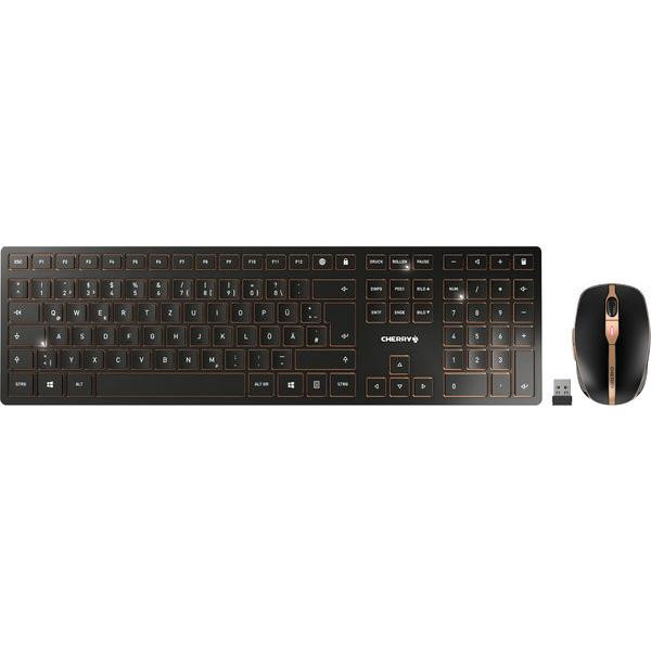 4025112095351 - Funktastatur mit Maus Cherry DW 9100 SLIM QWERTZ USB Bluetooth wiederaufladbar Maus mit 6 Tasten bis 2400 dpi bis 10 m schwarz-bronze