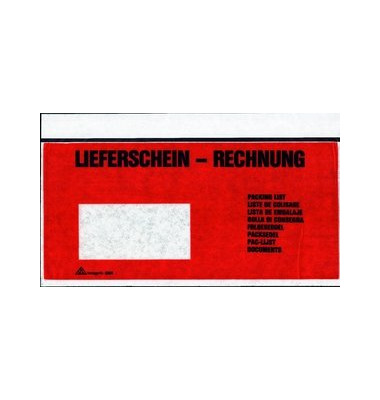 Lieferscheintaschen 2204 Din Lang "LIEFERSCHEIN - RECHNUNG" selbstklebend 