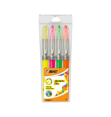 Textmarker Highlighter Flex, 950470, Etui, 4-farbig sortiert, 1-4mm Keilspitze