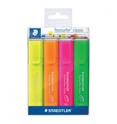 Textmarker Textsurfer classic, 364 P WP4, Etui, 4-farbig sortiert, 1-5mm Keilspitze