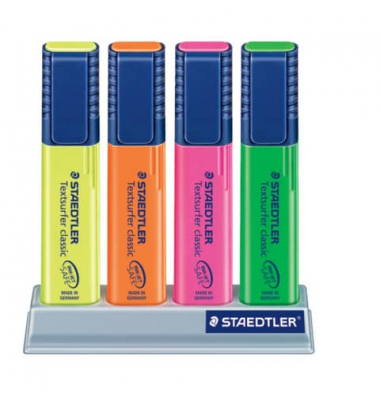 Textmarker Textsurfer classic, 364 SC4, Etui, 4-farbig sortiert, 1-5mm Keilspitze