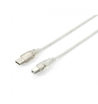 Equip USB Kabel 2.0 A-B St/St 1.8m silber Polybeutel