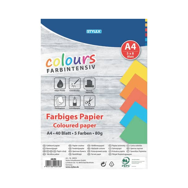 4044186408188 - Kopierpapier Toppoint Colours 40818 farbig sortiert intensiv A4 80g  4044186408188 40 Blatt