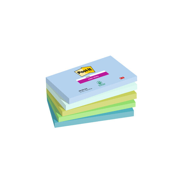 4054596924376 - Post-it Super Haftnotizen 76 x 127 mm Blau Grün Rechteckig Einfarbig 5 Blöcke mit 90 Blatt