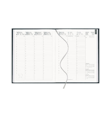 Buchkalender 732-2621, anthrazit, 1 Woche / 2 Seiten, 21x26,5cm (A4), 2025