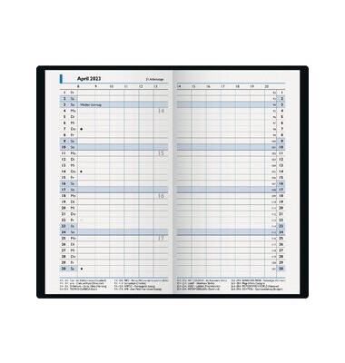 Taschenkalender 1075028305, Modell 750, blau, 1 Monat / 2 Seiten, 8,7x15,3cm, 2025