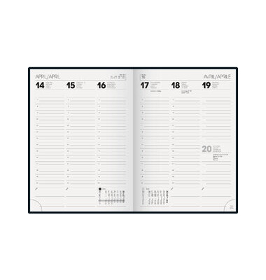 Buchkalender 1079661035, Modell 796, blau, 1 Woche / 2 Seiten, 14,8x20,5cm (A5), 2025