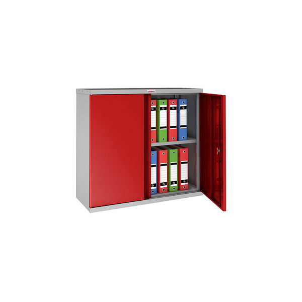 5032548007307 - SCL0891GRK Stahlschrank Klein grau rot m Schlüssel-Schloss (B x H x T) 915 x 830 x 370 mm mit Schlüsselschloss