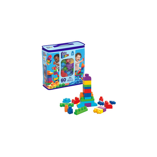 0065541084162 - Mega Bloks Bausteine-Beutel bunt (60 Teile) Steck-Bausteine Kinder Bauklötze mehrfarbig