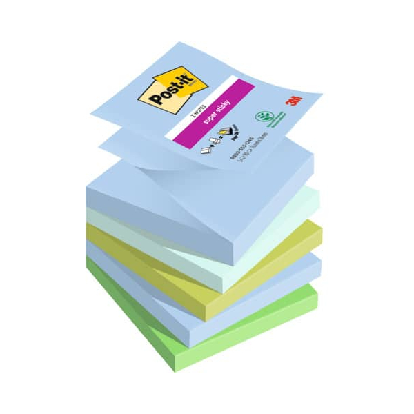 4054596924314 - Post-it Super Sticky Z-Notes 76 x 76 mm Blau Grün Kariert Einfarbig 5 Blöcke mit 90 Blatt