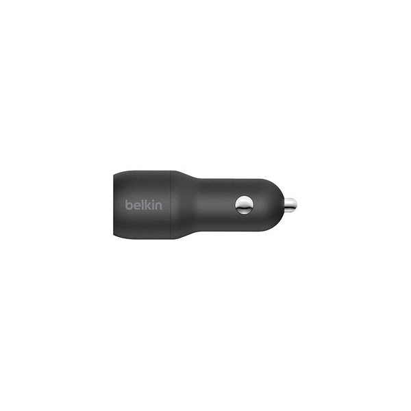 0745883790456 - Belkin BOOST CHARGE Dual Charger - Auto-Netzteil - 24 Watt - 48 A - 2 Ausgabeanschlussstellen (USB) - auf Kabel USB-C - Schwarz (CCE001BT1MBK)