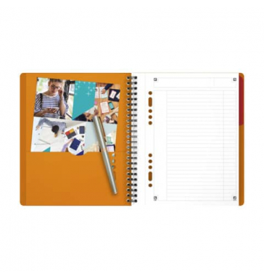 Collegeblock 100104067 Activebook, liniert / liniert Rand beidseitig , A5, 80g, orange, 80 Blatt