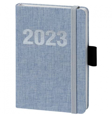 Buchkalender 02-0347, V-Book, hellblau, 1 Woche / 2 Seiten, 9x14cm (A6), 2025