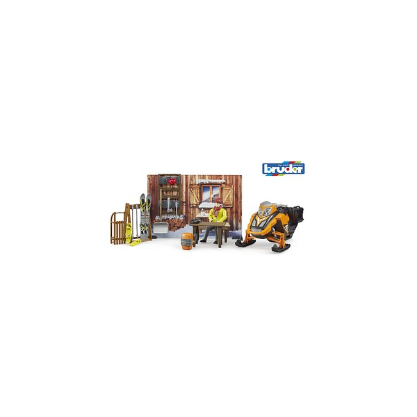 4001702631024 - bruder bworld Berghütte mit Snowmobil 63102 Zubehörset für Spielzeugautos