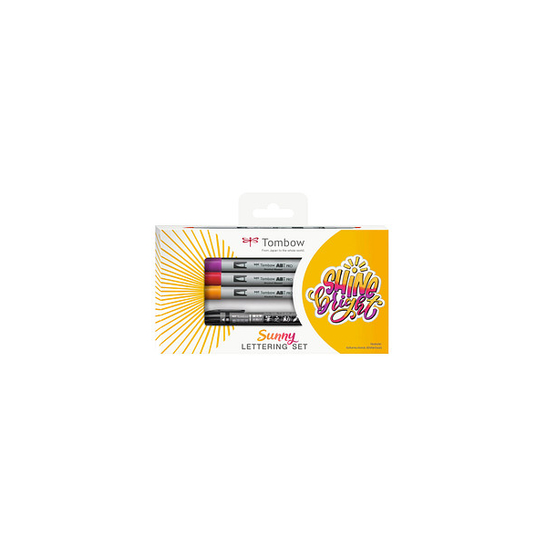 4003198150621 - Sunny Lettering Set 5-teilig 3x Marker ABT PRO in den Farben purple cherry chrome orange 1x Kalligraphie-Stif