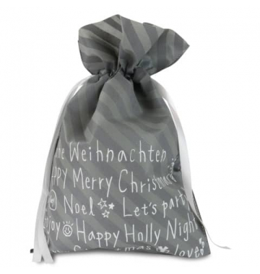 Weihnachtssack mit Text - 30 x 45 cm, grau Weihnachtssack