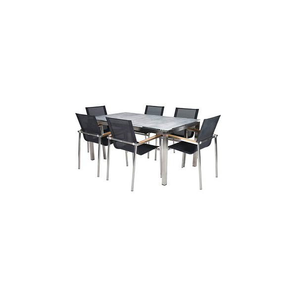 4005437286221 - Greemotion Gartenmöbelset Edelstahl Dining Set Sydney Grau Silber Teakholz