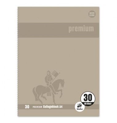 Collegeblock 734451305 Premium, Lineatur 30 / blanko, A4, 90g, beige, 80 Blatt