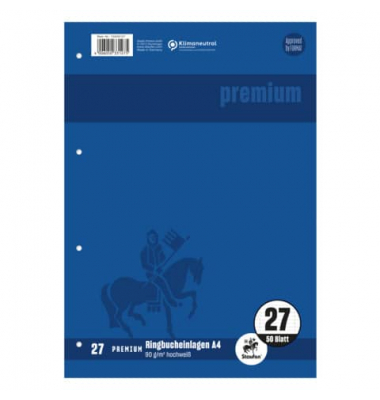 Ringbucheinlagen 734033127 PREMIUM Top-90, liniert mit Doppelrand, A4, 90g, 4-fach-Lochung