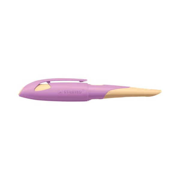 4006381570053 - Ergonomischer Schulfüller für Rechtshänder mit Anfänger-Feder A - STABILO EASYbirdy Pastel Edition in soft pink apricot - Einzelstift - inklusive Patr