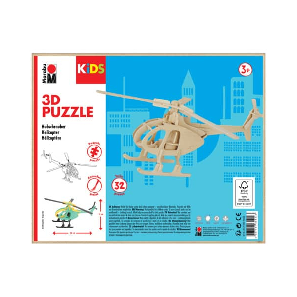 4007751605443 - KiDS Hubschrauber 3D-Puzzle 32 (bemalbar) Teile