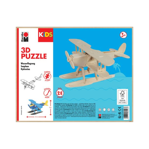 4007751605467 - KiDS  Wasserflugzeug 3D-Puzzle 28 (bemalbar) Teile