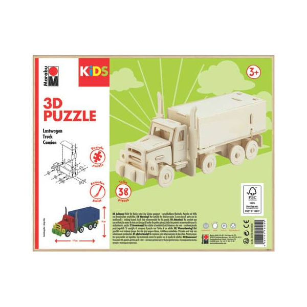 4007751745620 - KiDS Lastwagen 3D-Puzzle 38 (bemalbar) Teile