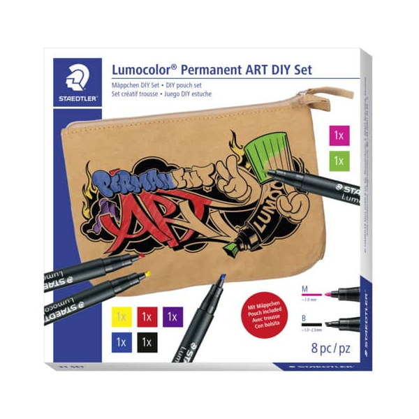 4007817078518 - STAEDTLER Lumocolor Trendset ART DIY SET mit Schüleretui Inhalt 4x Lumocolor Permanent-Marker 314B - 1 Stück (31 SET)