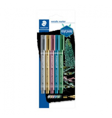 Lackmarker 8323-S BK5, Pack, metallic/ -blau/ -grün/ -rot/ silber/ gold, 1-2mm Rundspitze