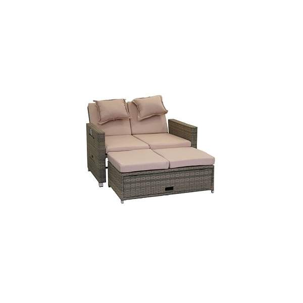 4009977527158 - Loungesofa Bahia Twin sand   braun Kunststoff Metall 7-teilig