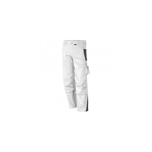 4046987028497 - Arbeitshose pro in weiß grau Größe 42 - Bundhose mg 245 g - PROfessionals-Werkstatthose - weiß grau - 42 - Qualitex