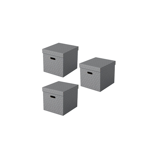 4049793072340 - Home Aufbewahrungsbox 628289 Cube Groß 100% Recycelter Karton Grau 320 x 365 x 315 mm 3 Stück