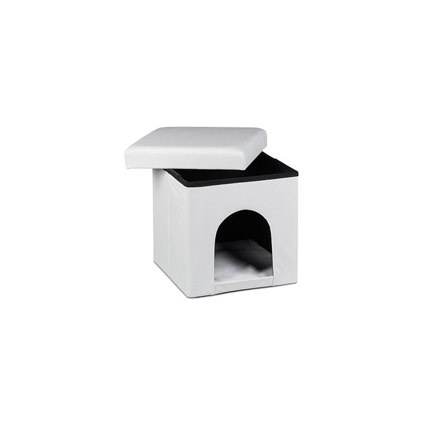 4052025046736 - Relaxdays - Hundebox Sitzhocker hbt 38 x 38 x 38 cm stabiler Sitzcube mit praktischer Tierhöhle für Hunde und Katze aus hochwertigem Kunstleder und