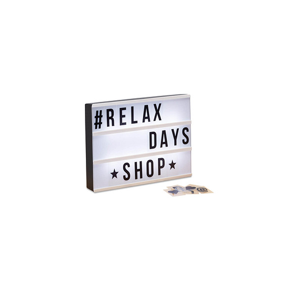 4052025215385 - Light Box Leuchtbox Set mit 85 Zeichen Buchstaben led Leuchtschild HxBxT 22 x 30 x 45 cm weiß schwarz - Relaxdays