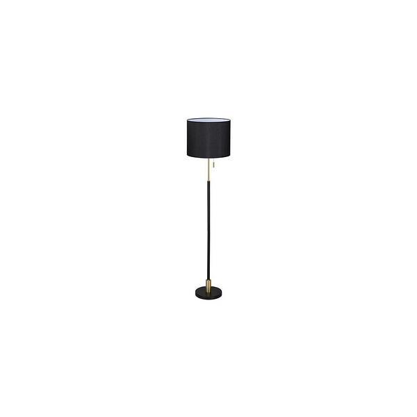 4052025322298 - Stehlampe Wohnzimmer E27 mit Kabel Stofflampenschirm Ø40 cm Vintage Stehleuchte 163 cm hoch schwarz-gold - Relaxdays